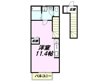 ウエストウイング平和(ワンルーム/2階)の間取り写真