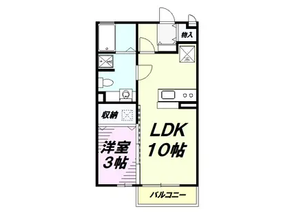 ホワイトミーティア A棟(1LDK/1階)の間取り写真