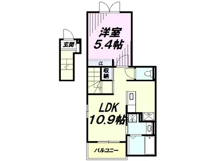 フィオーレ ピアッツァ(1LDK/2階)の間取り写真