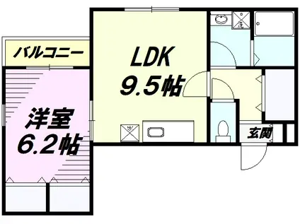 グランドール西片倉(1LDK/2階)の間取り写真