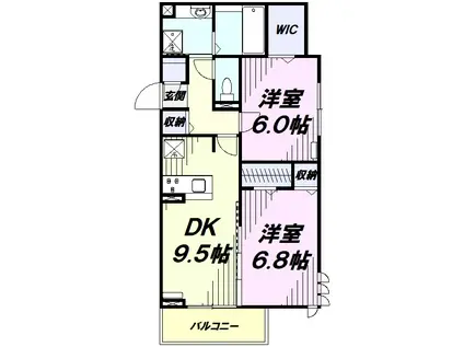 パレスグランディオーサ(2DK/2階)の間取り写真