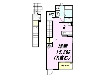 ボンヌ・シャンス多摩(ワンルーム/2階)の間取り写真