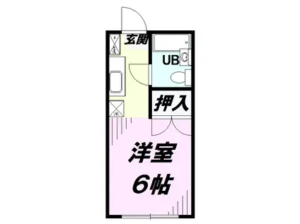 タイガーハイツC棟(ワンルーム/1階)の間取り写真