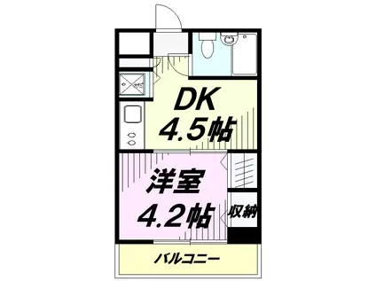 コムーネ八王子・片倉(1DK/4階)の間取り写真