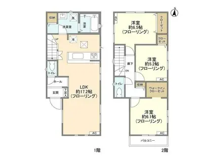 京王電鉄高尾線 めじろ台駅 徒歩18分 2階建 築4年(3LDK)の間取り写真