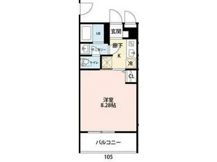 福生セイワレジデンス(1K/1階)の間取り写真