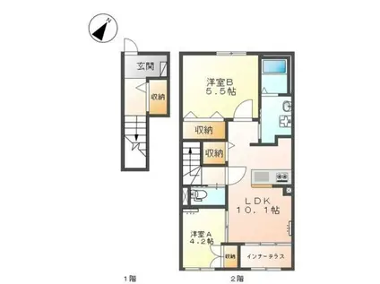 キャメロット八王子(2LDK/2階)の間取り写真