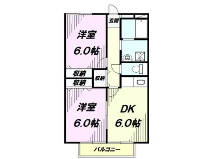メゾンクレール(2DK/1階)の間取り写真