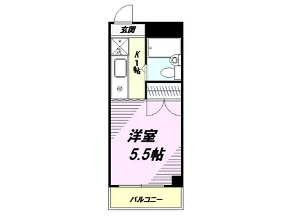 アーバンライフ秋山(1K/2階)の間取り写真