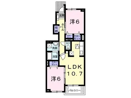 サンライズヴィラⅠ(2LDK/1階)の間取り写真