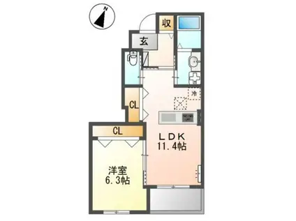 ルミナス ケイポート(1LDK/1階)の間取り写真