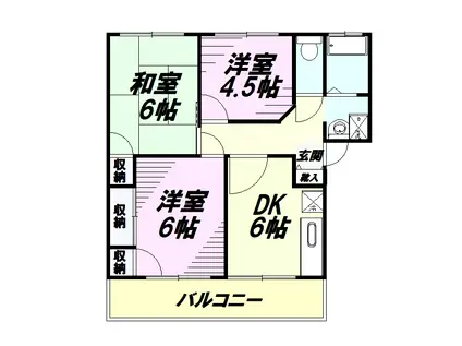 ヴィラ・クレール(3DK/1階)の間取り写真