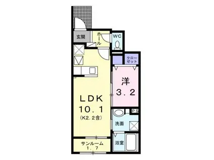 アルドーレ(1LDK/1階)の間取り写真