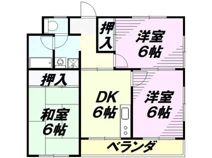 ヤマトハイム(3DK/3階)の間取り写真