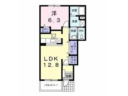 シードパレス(1LDK/1階)の間取り写真