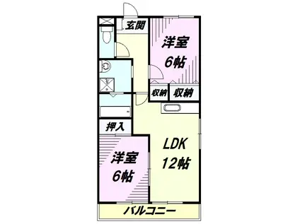 緑山ハイツC(2LDK/2階)の間取り写真