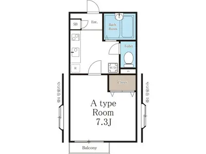 コーポアイビー(1K/1階)の間取り写真
