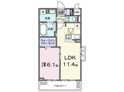 アウラティエ(1LDK/1階)の間取り写真
