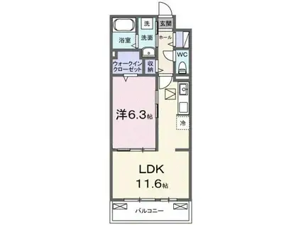 アウラティエ(1LDK/1階)の間取り写真