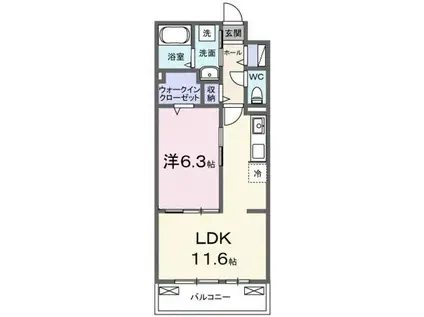 アウラティエ(1LDK/3階)の間取り写真