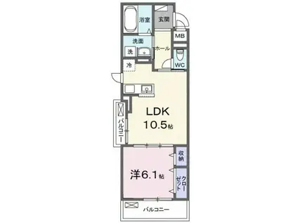 アウラティエ(1LDK/1階)の間取り写真