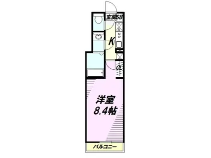 MQUARTO福生(1K/1階)の間取り写真