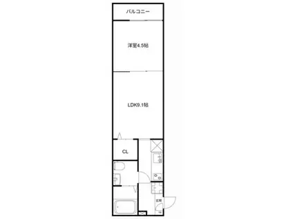MQUARTO福生(1LDK/1階)の間取り写真