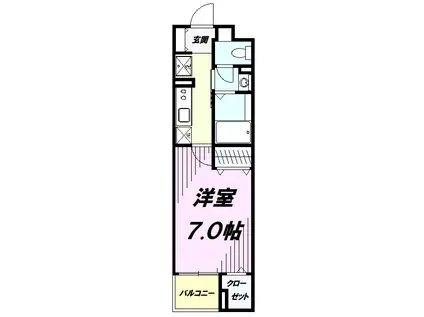 ハピネス パラシオン(1K/2階)の間取り写真