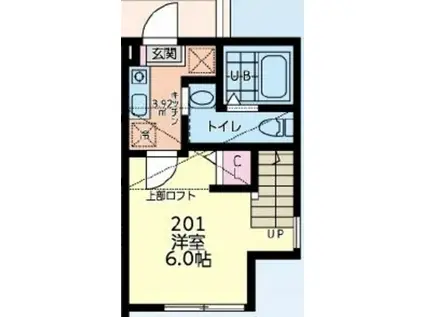 メゾン プレリオ(1K/2階)の間取り写真