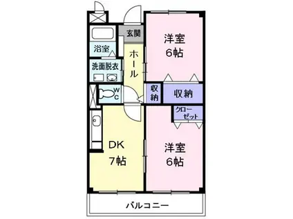 グリーンエクセル(2DK/2階)の間取り写真