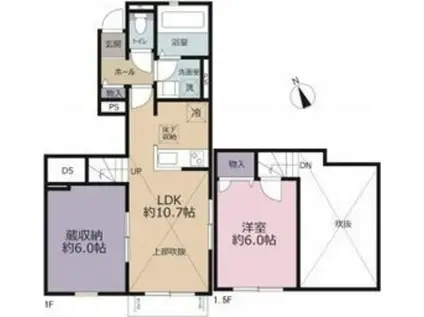 MAISON DE SACHIⅡ(1LDK/2階)の間取り写真