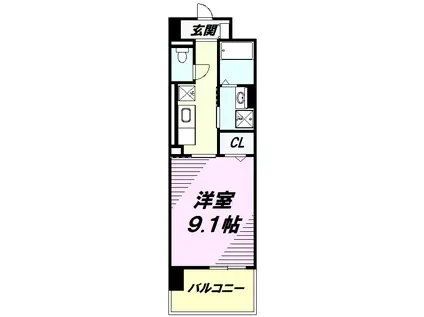 ジェット別所(1K/3階)の間取り写真