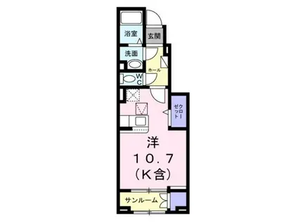 フェリスタ国立(ワンルーム/1階)の間取り写真