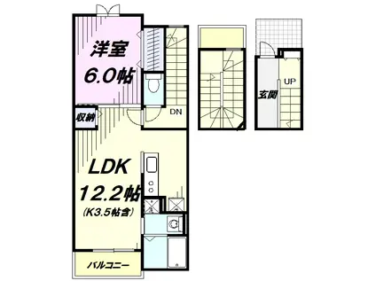 富栄富士見町ヒルズⅡ(1LDK/3階)の間取り写真