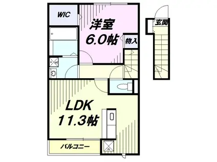 メゾンK2(1LDK/2階)の間取り写真
