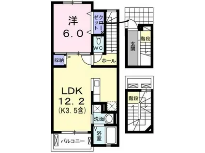 ラフレシールあきる野(1LDK/3階)の間取り写真