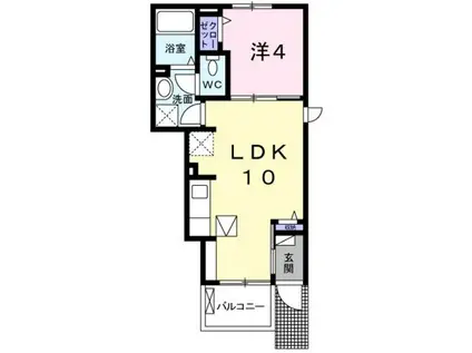ピアチェヴォーレ(1LDK/1階)の間取り写真