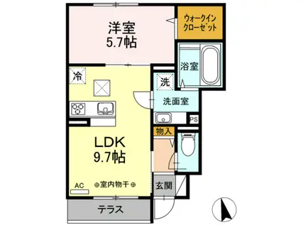 グレイスコート(1LDK/1階)の間取り写真