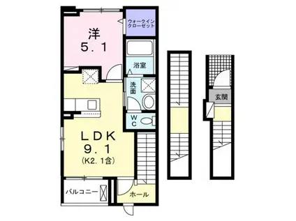 ブリュームⅡ(1LDK/3階)の間取り写真