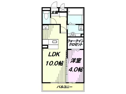 ラ・プランタン北野(1LDK/2階)の間取り写真