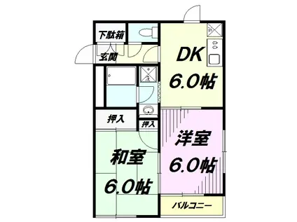 第2ハイツ小池(2DK/2階)の間取り写真