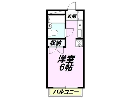 ペアヒルズ大和田(ワンルーム/2階)の間取り写真