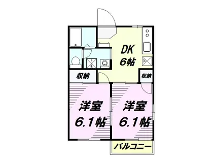 グリーンハウスハシモトB(2DK/2階)の間取り写真