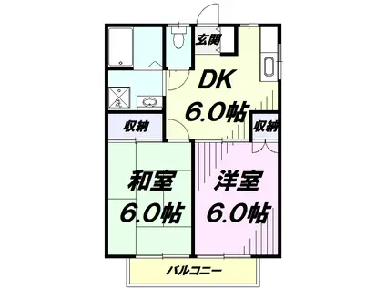 メゾンソレイユ(2DK/2階)の間取り写真