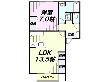 ブルーフォックス(1LDK/1階)の間取り写真