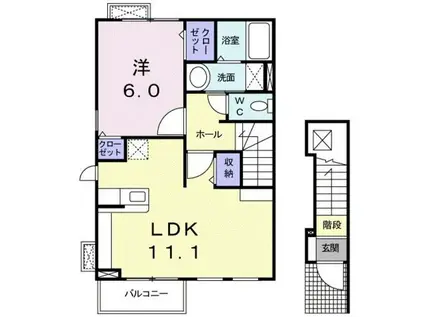 パセーオⅡ(1LDK/2階)の間取り写真