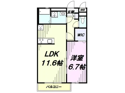 クレール ラ ウィステリア(1LDK/1階)の間取り写真