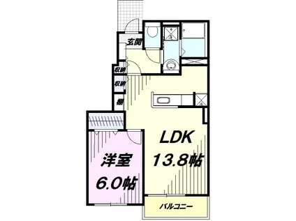 メッツ カタクリ(1LDK/1階)の間取り写真