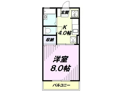 コスモスB(1K/1階)の間取り写真