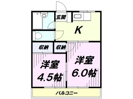 ハイツプラザフジミ(2DK/3階)の間取り写真